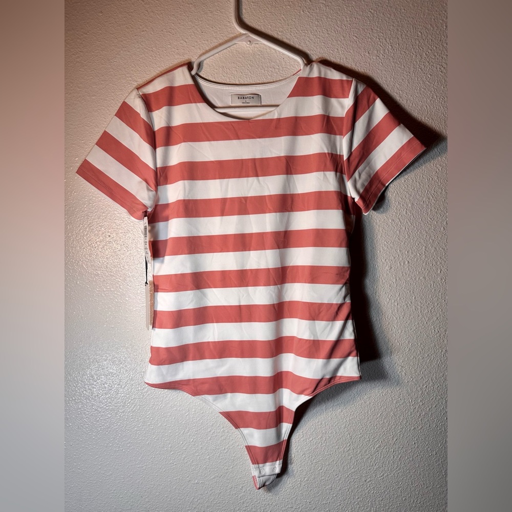Aritzia Babaton Contour Muscle Bodysuit White Coral
Strips L
